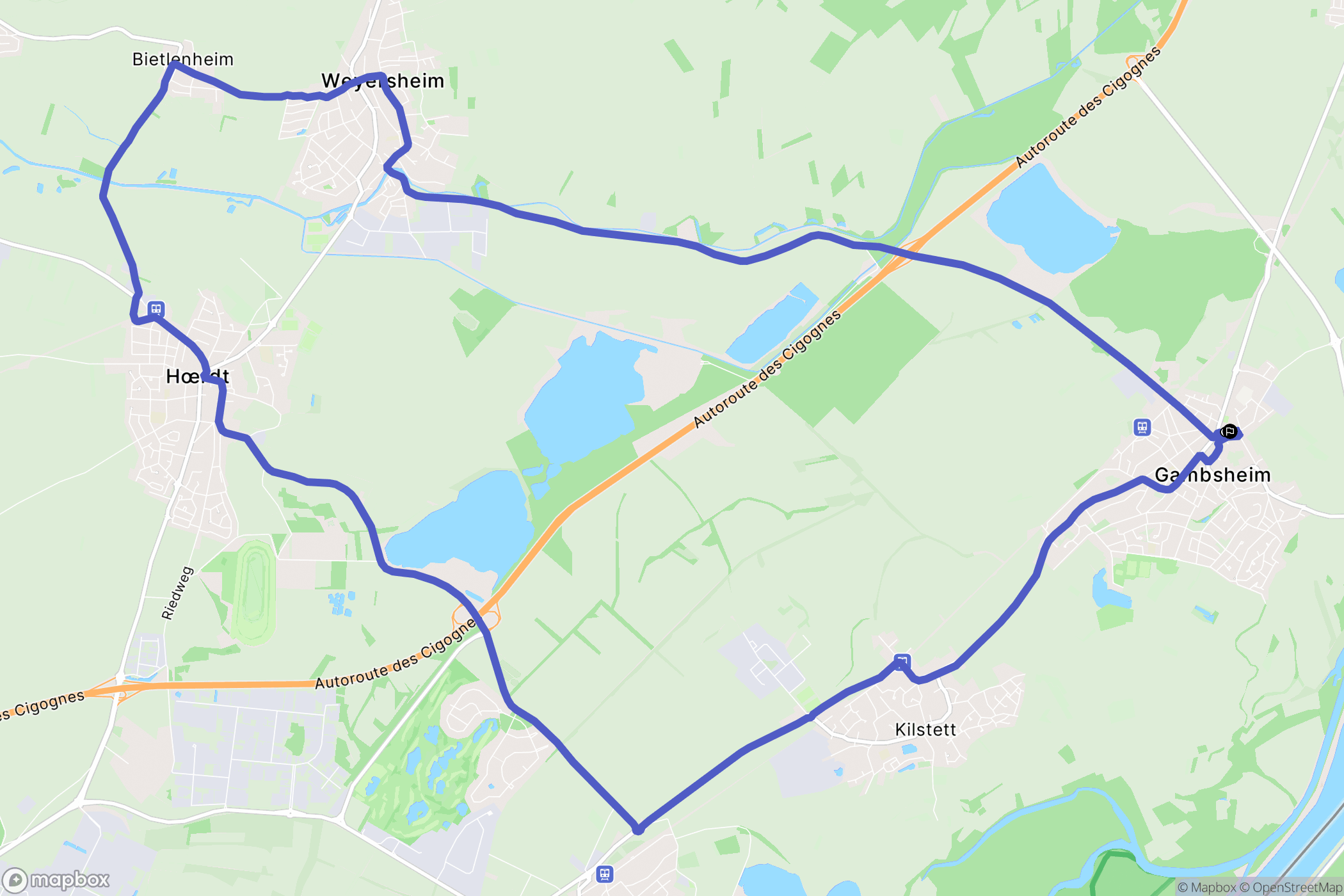 Gambsheim : carte du parcours de randonnée - France