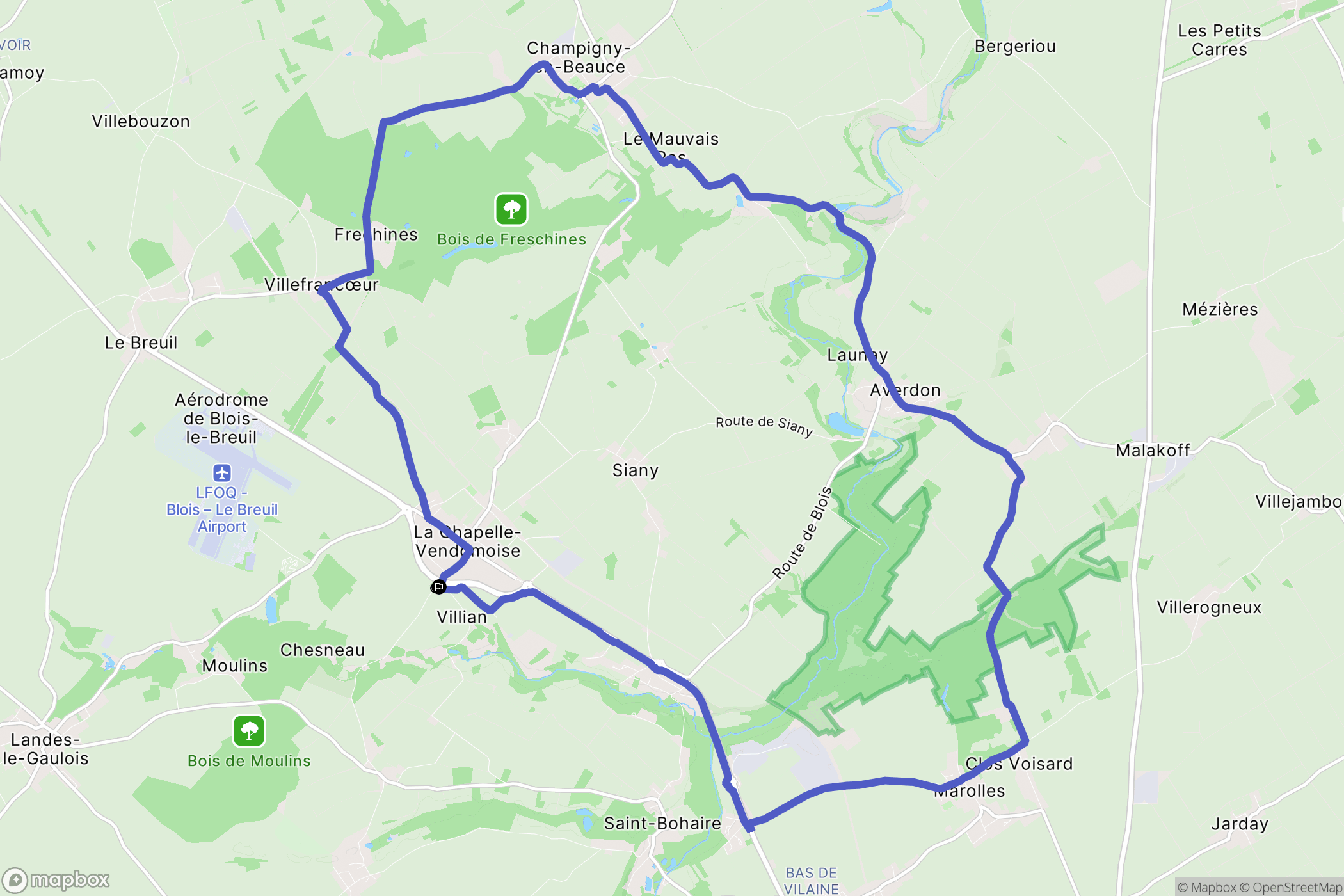 La Chapelle-Vendômoise : carte du parcours de randonnée - France