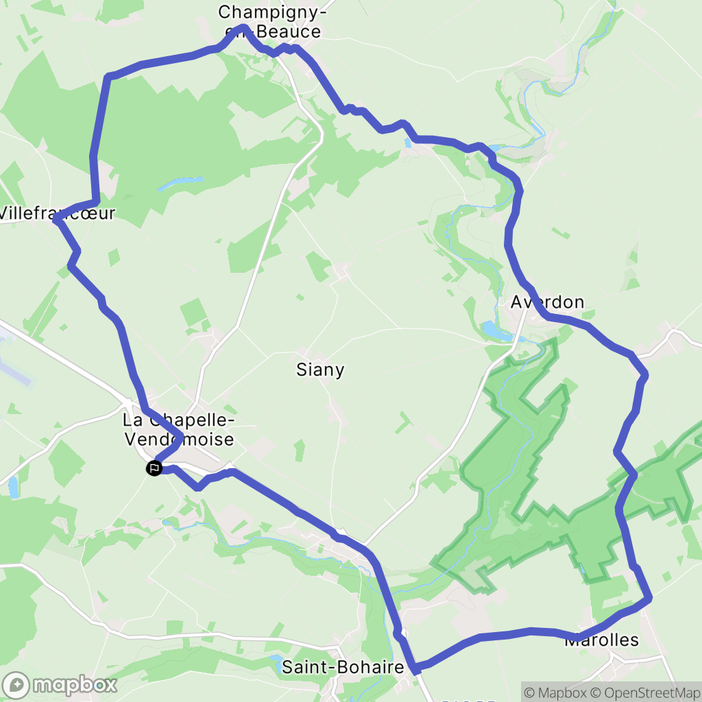 La Chapelle-Vendômoise : carte du parcours de randonnée - France
