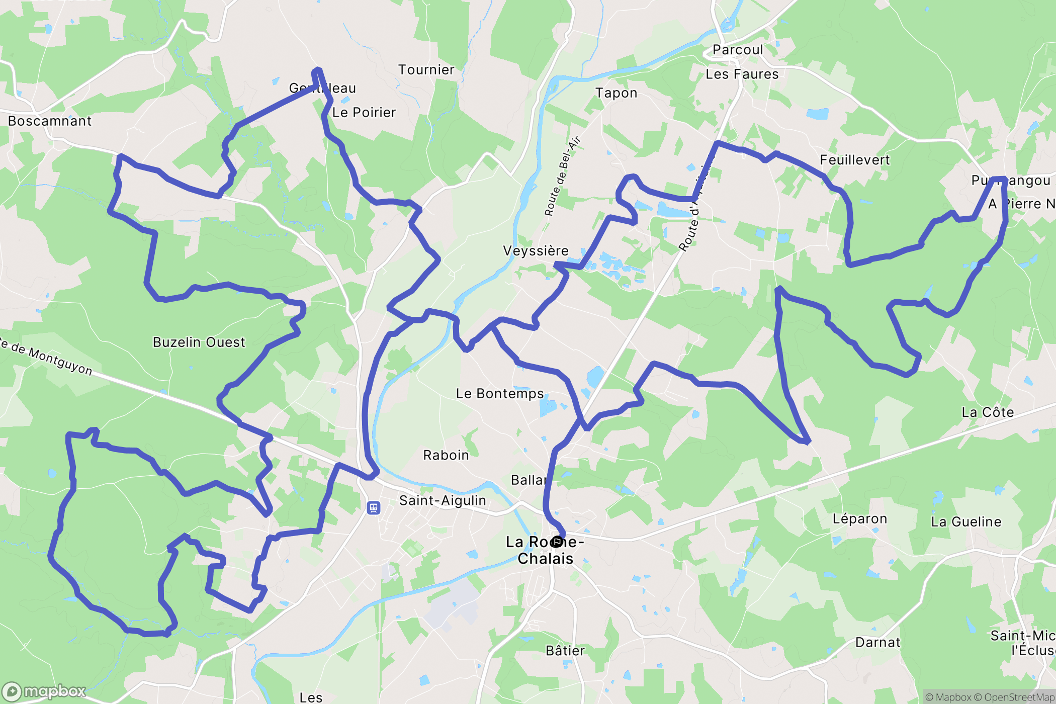 La Roche-Chalais : carte du parcours de randonnée - France