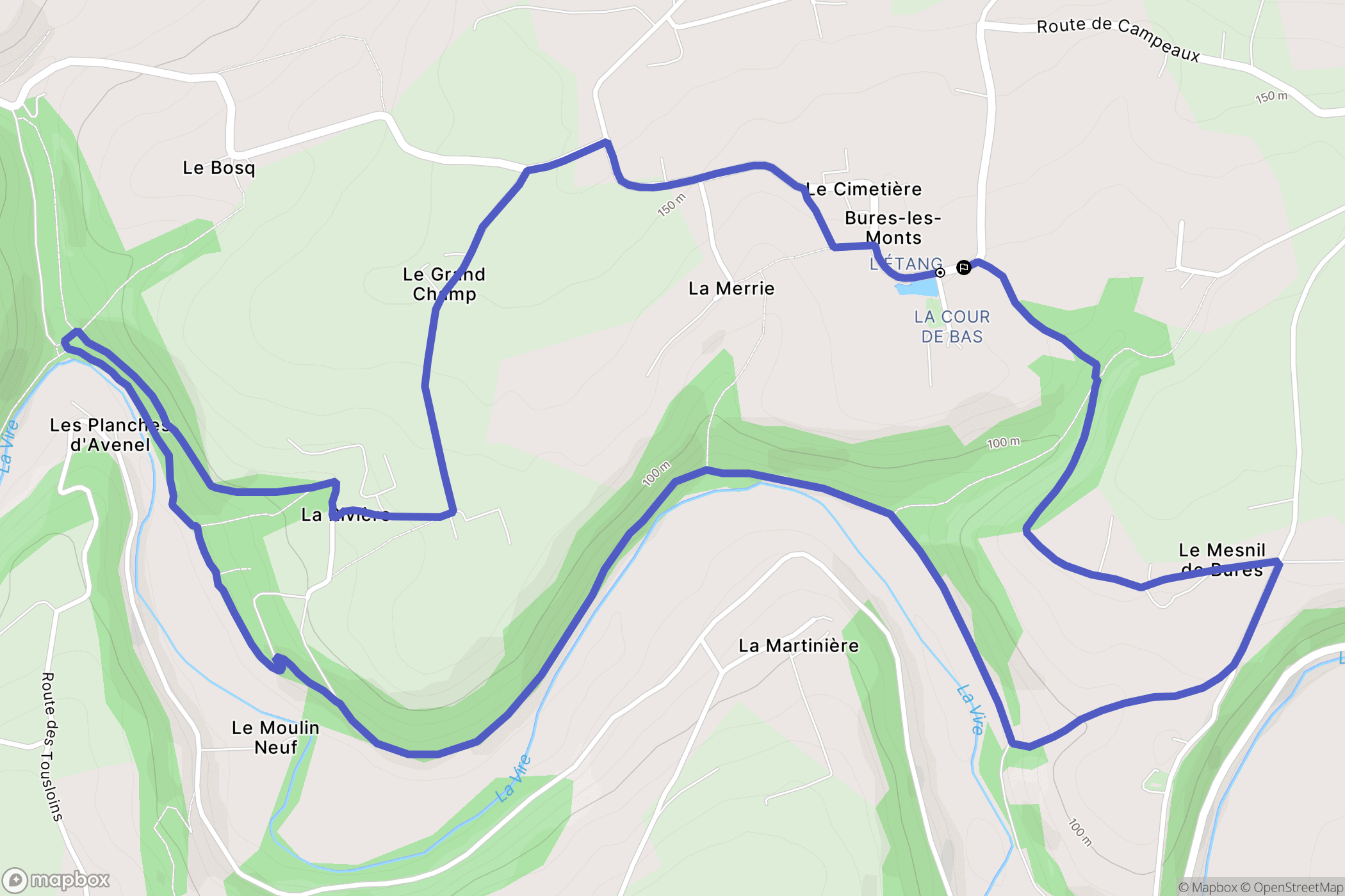 Barneville-la-Bertran : carte du parcours de randonnée - France