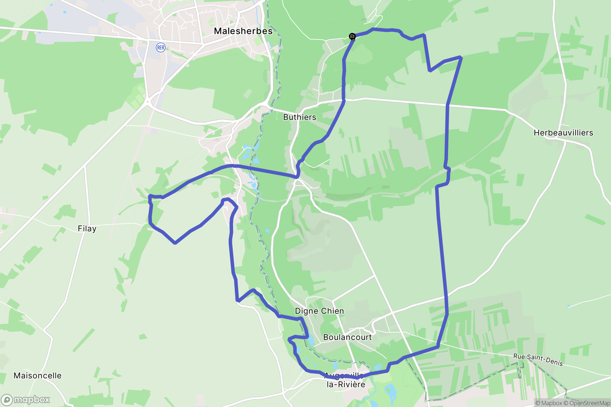 Buthiers : carte du parcours de randonnée - France