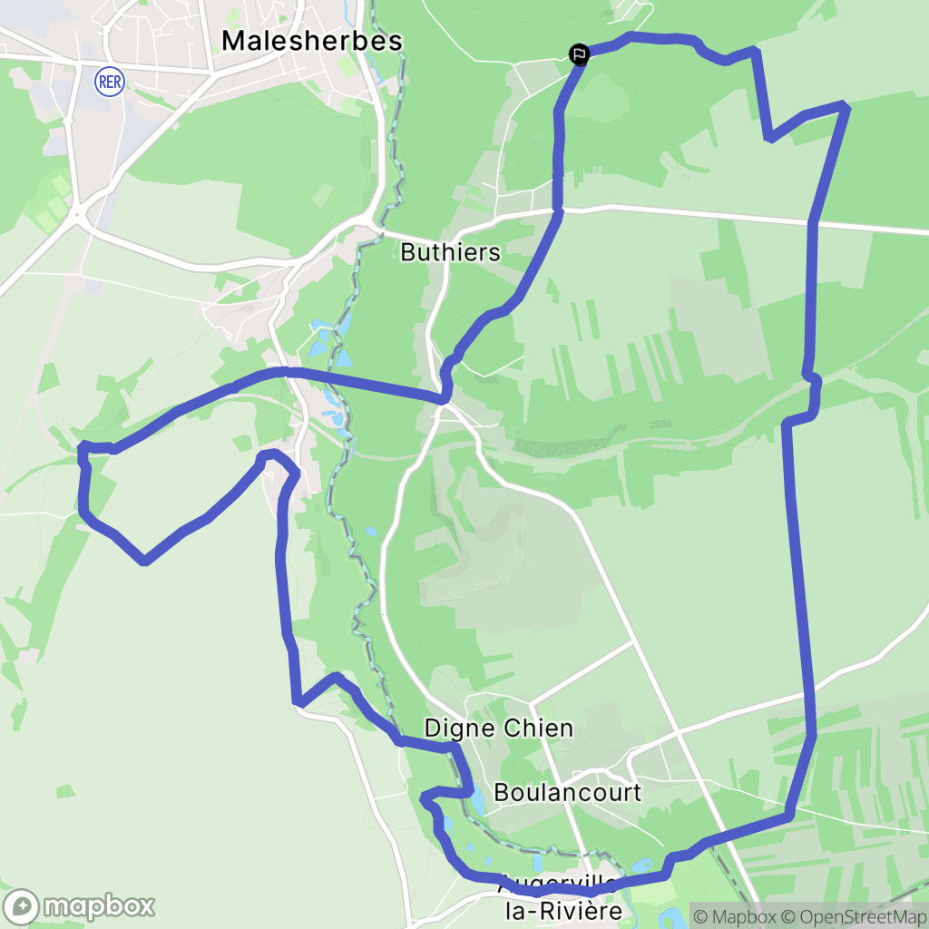 Buthiers : carte du parcours de randonnée - France