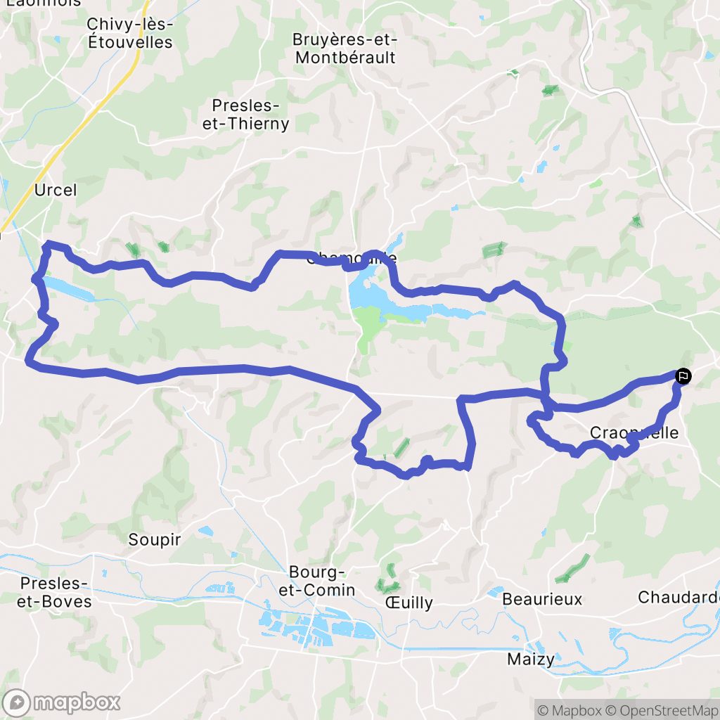 Craonne : carte du parcours de randonnée - France