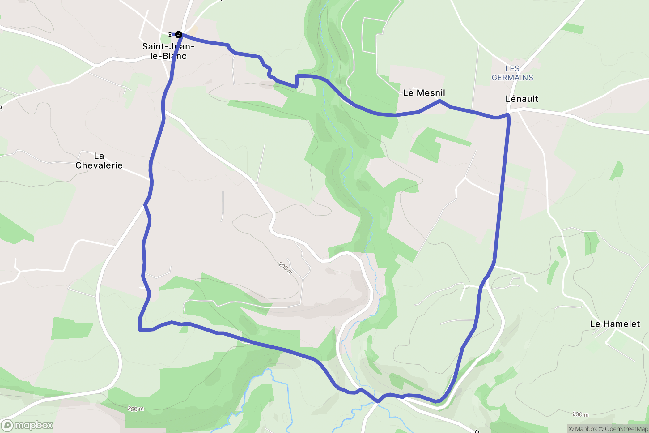 Saint-Jean-le-Blanc : carte du parcours de randonnée - France