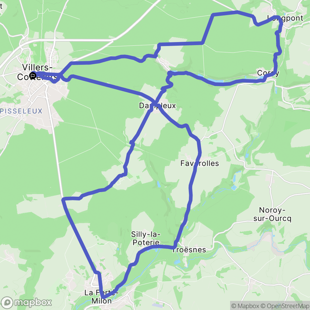 Villers-Cotterêts : carte du parcours de randonnée - France