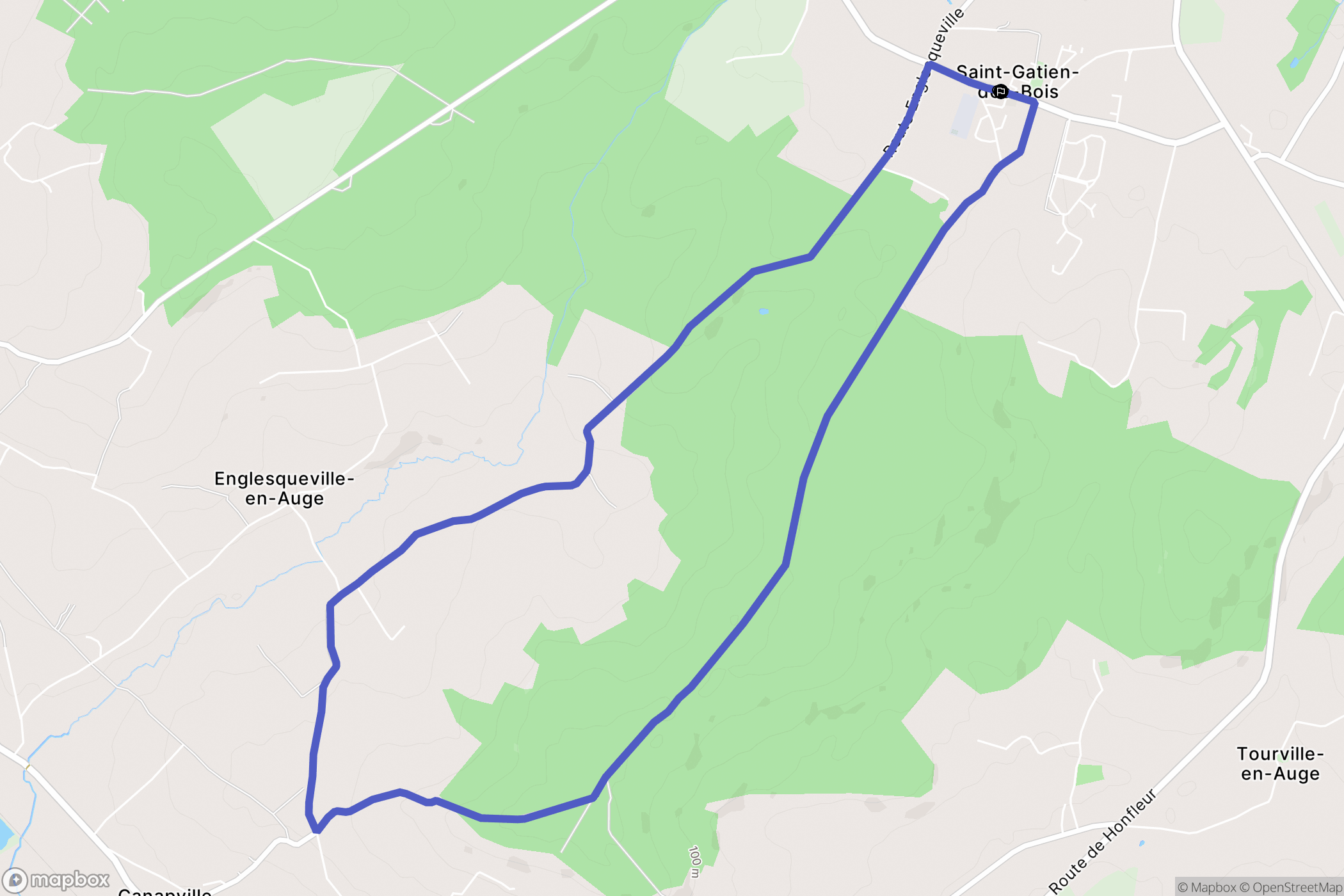 Saint-Gatien-des-Bois : carte du parcours de randonnée - France