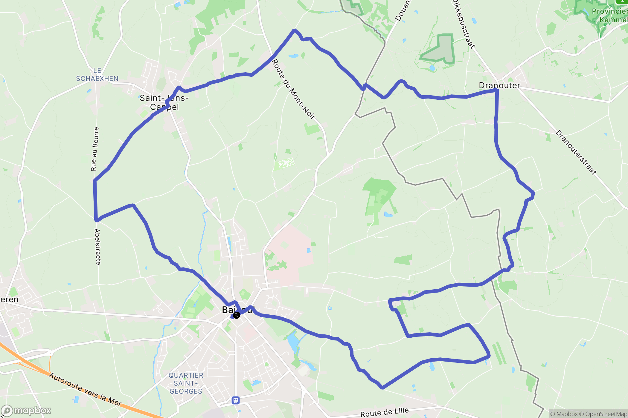 Bailleul : carte du parcours de randonnée - France