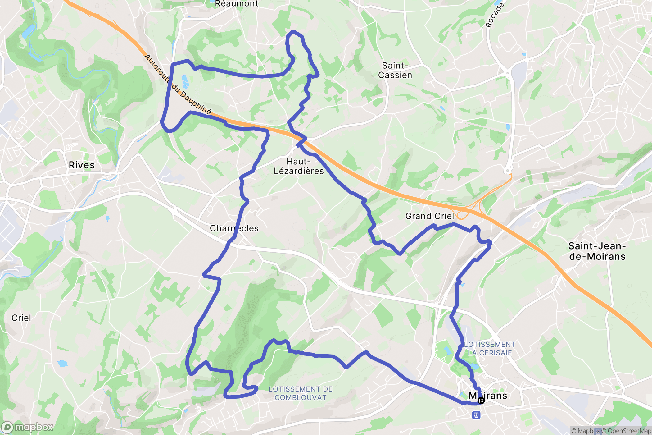 Moirans : carte du parcours de randonnée - France