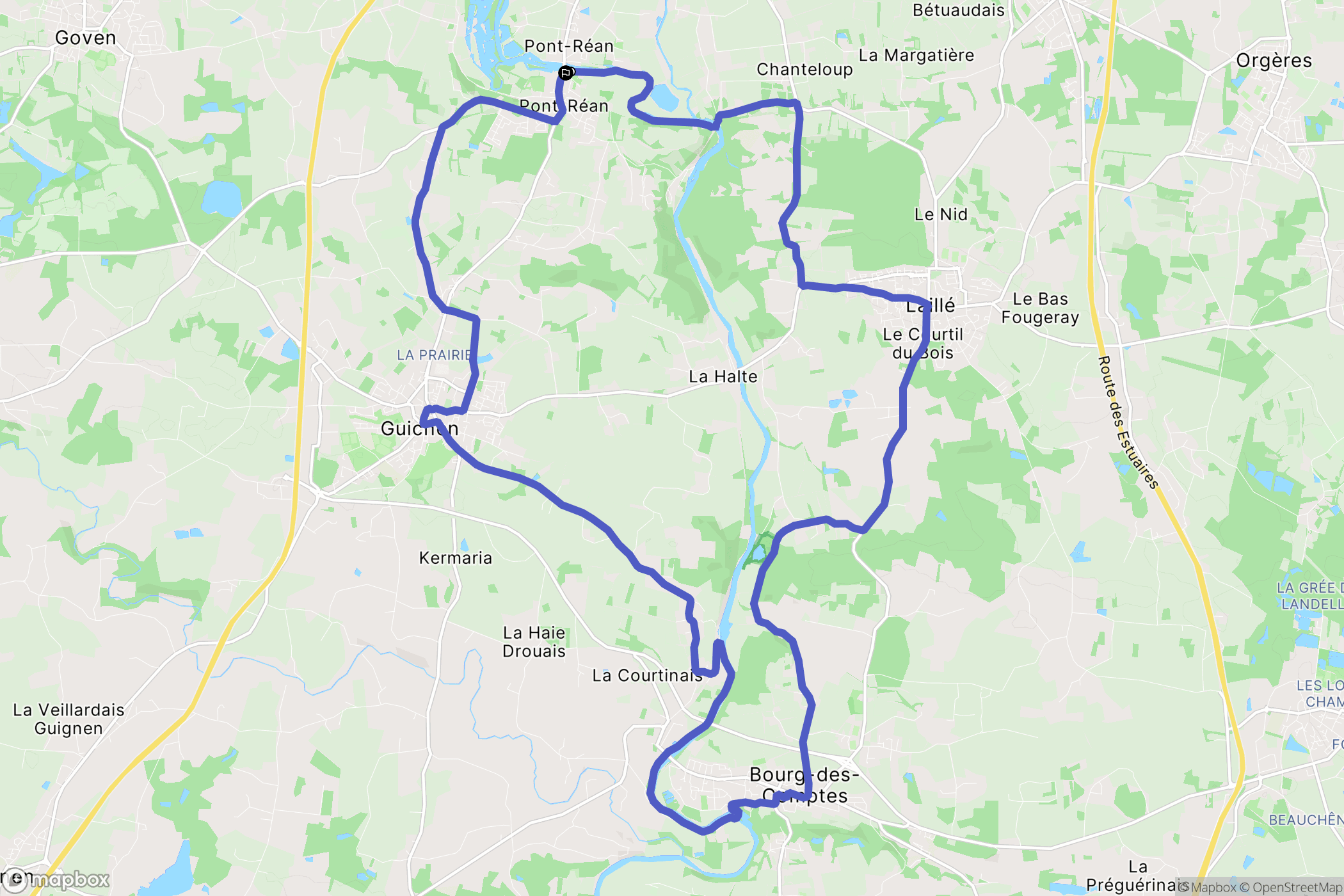 Guichen : carte du parcours de randonnée - France