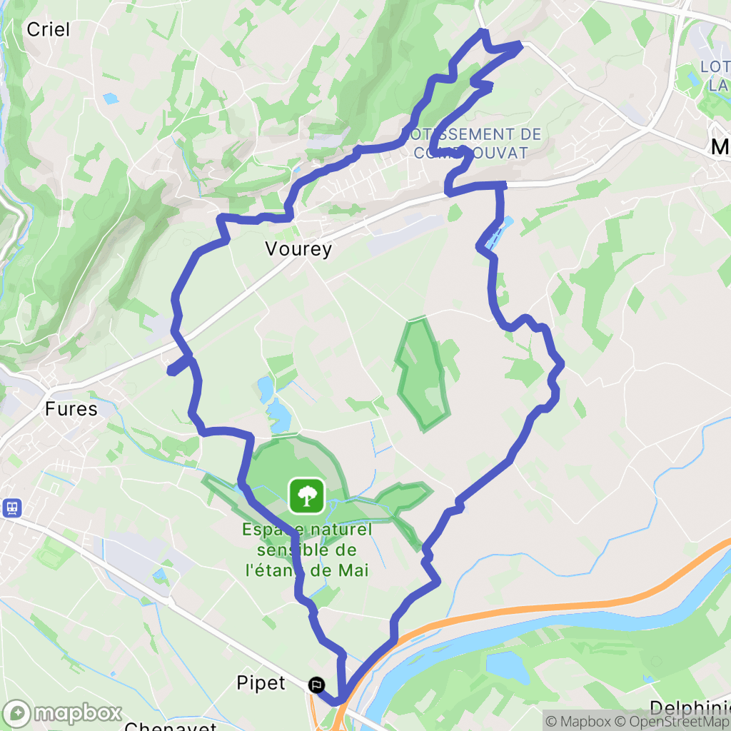 Tullins : carte du parcours de randonnée - France