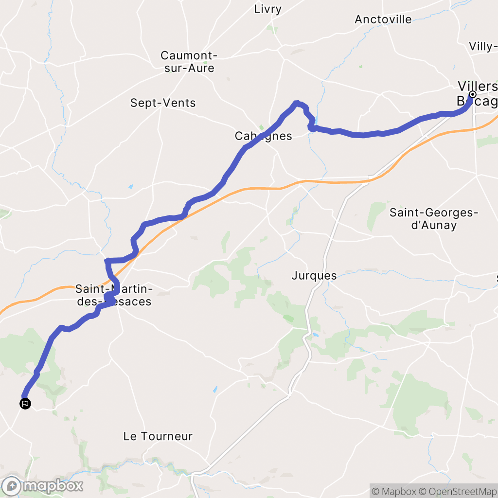 Villers-Bocage : carte du parcours de randonnée - France