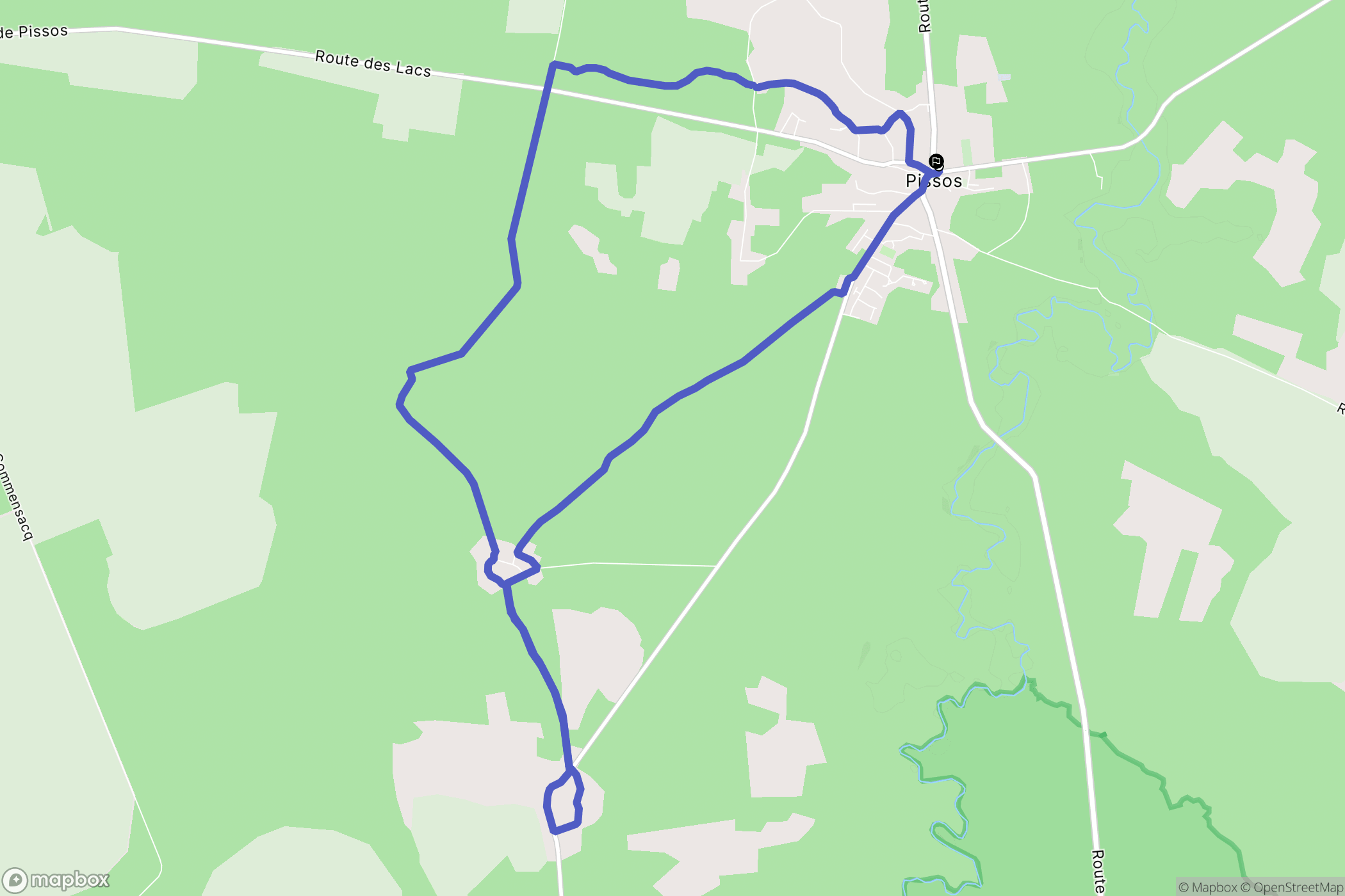 Pissos : carte du parcours de randonnée - France