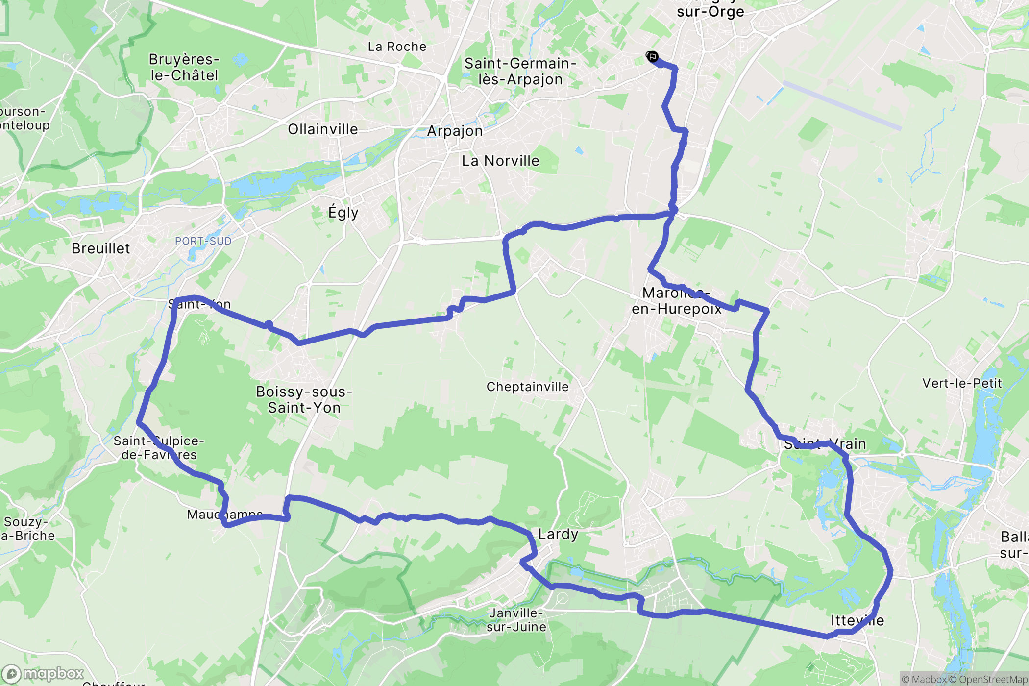 Bretigny-sur-Orge : carte du parcours de randonnée - France