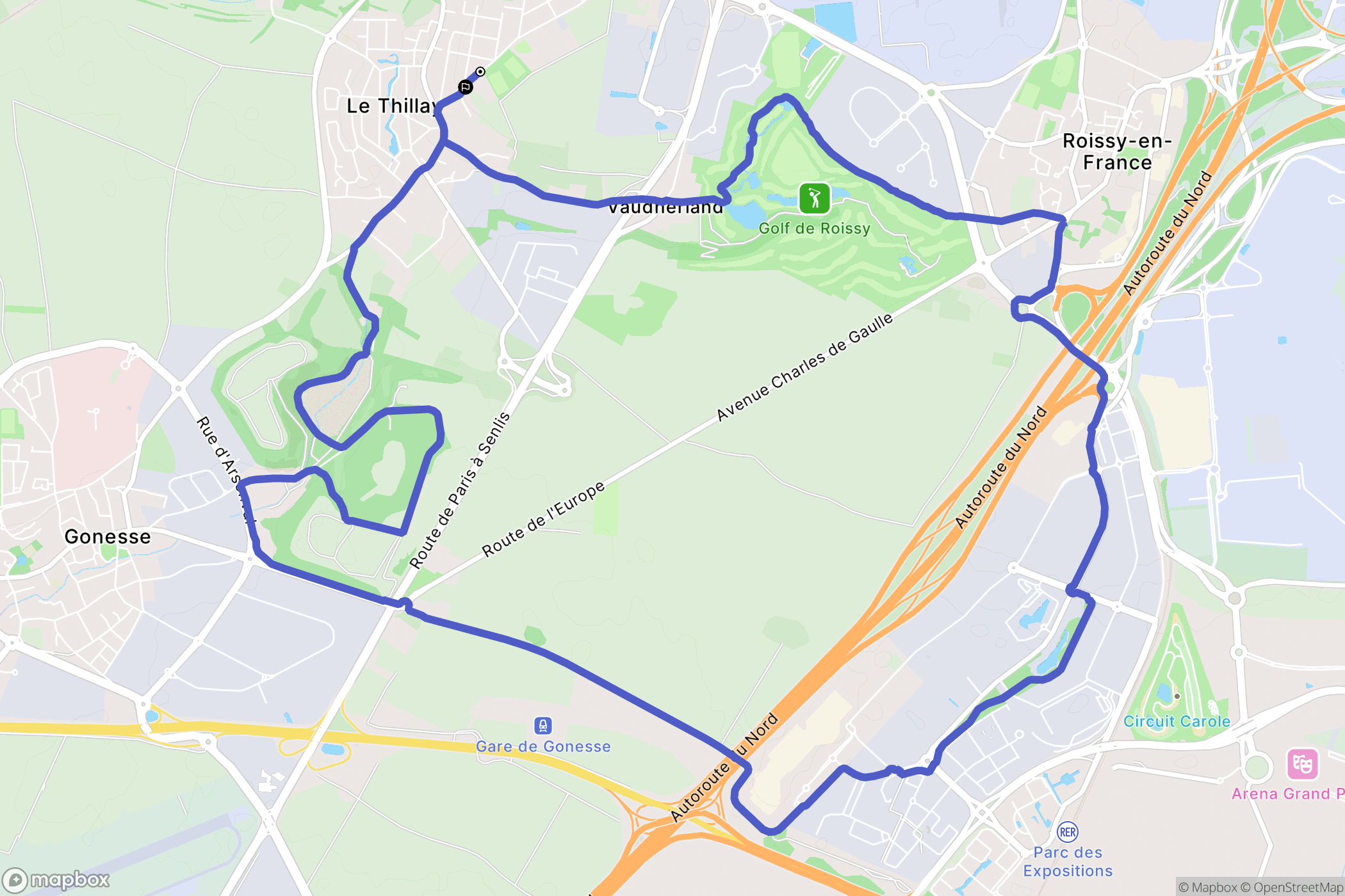 Le Thillay : carte du parcours de randonnée - France
