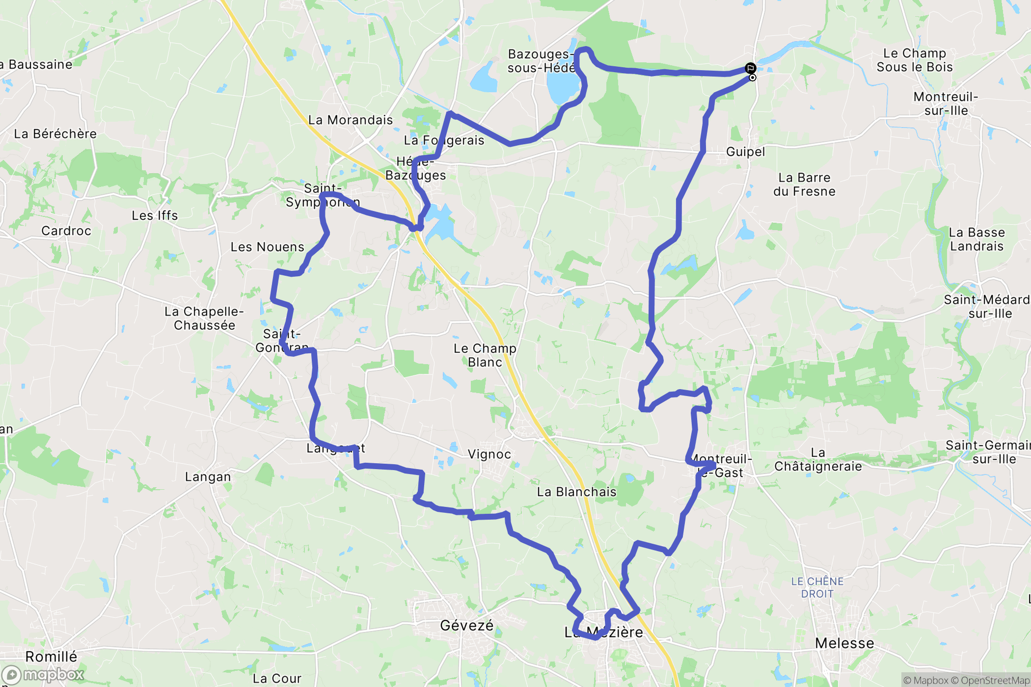 Guipel : carte du parcours de randonnée - France