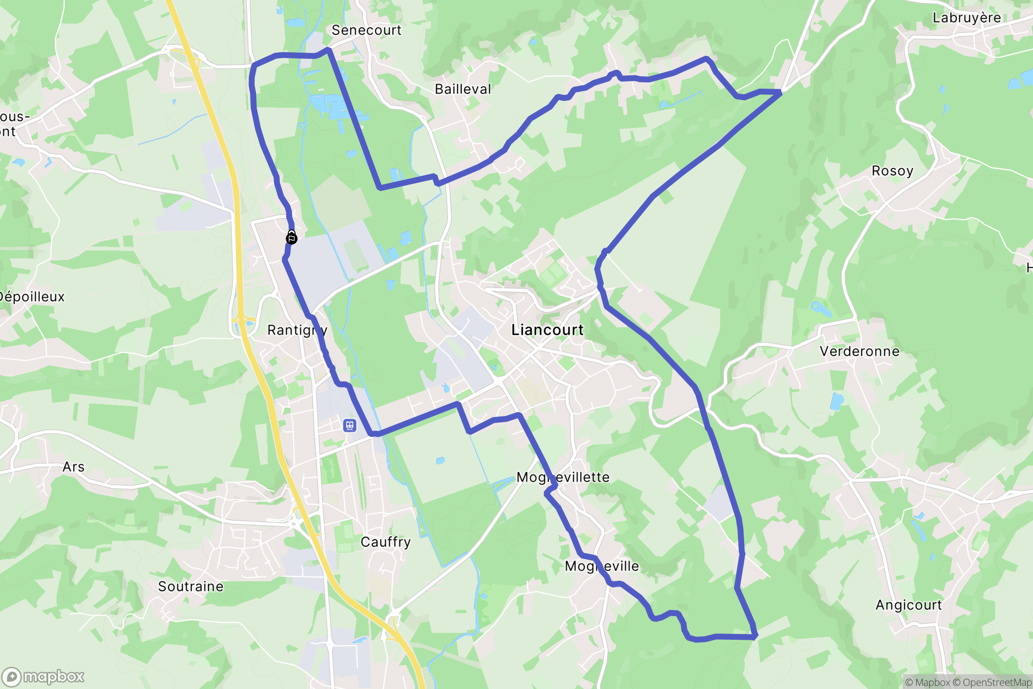 Uny-Saint-Georges : carte du parcours de randonnée - France