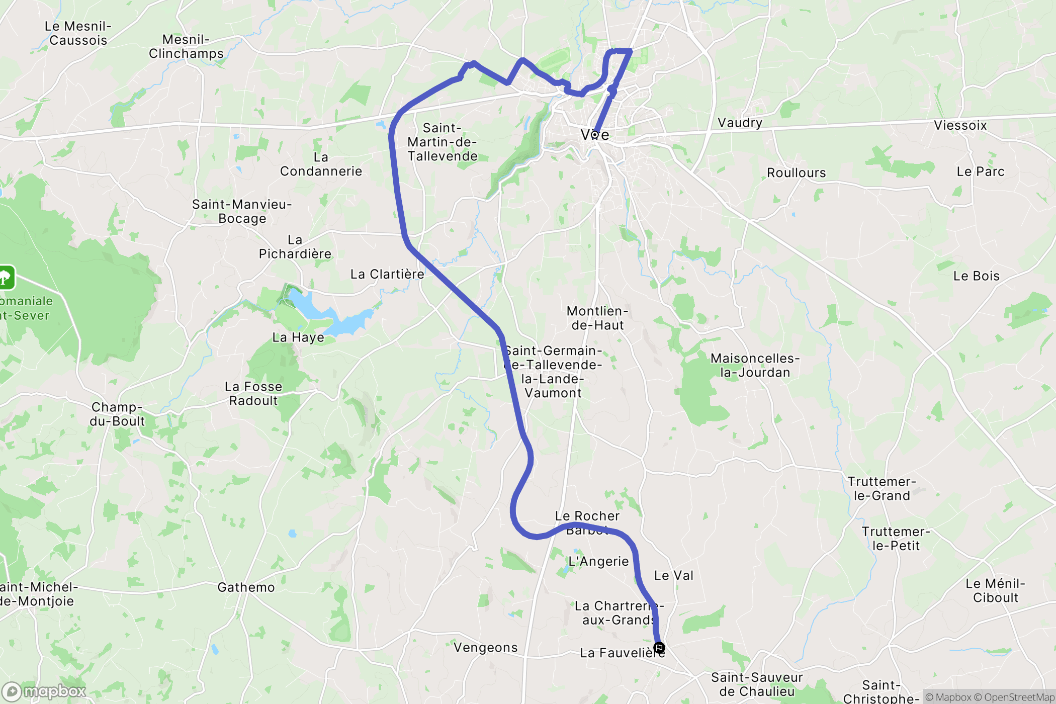 Vire : carte du parcours de randonnée - France
