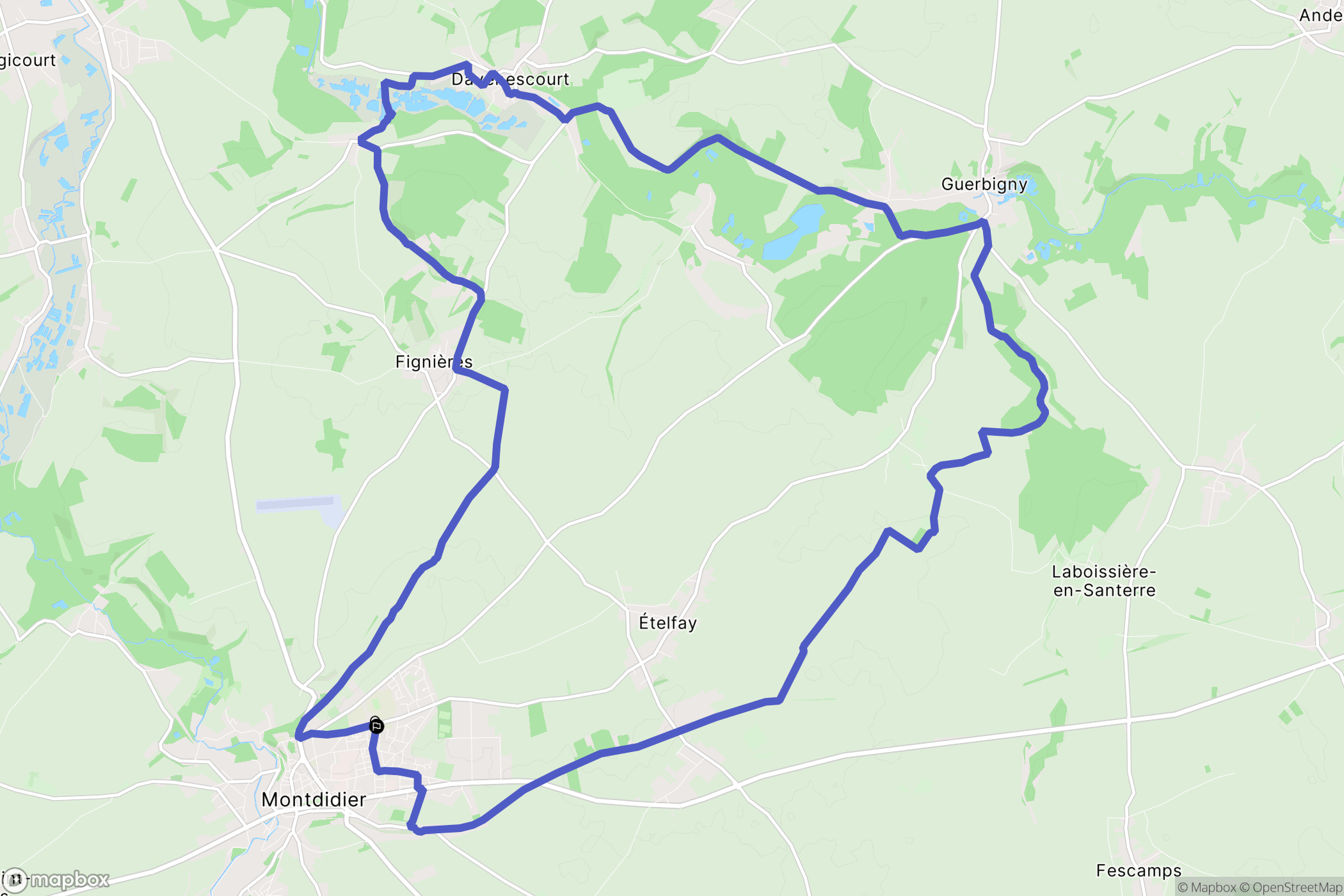 Montdidier : carte du parcours de randonnée - France