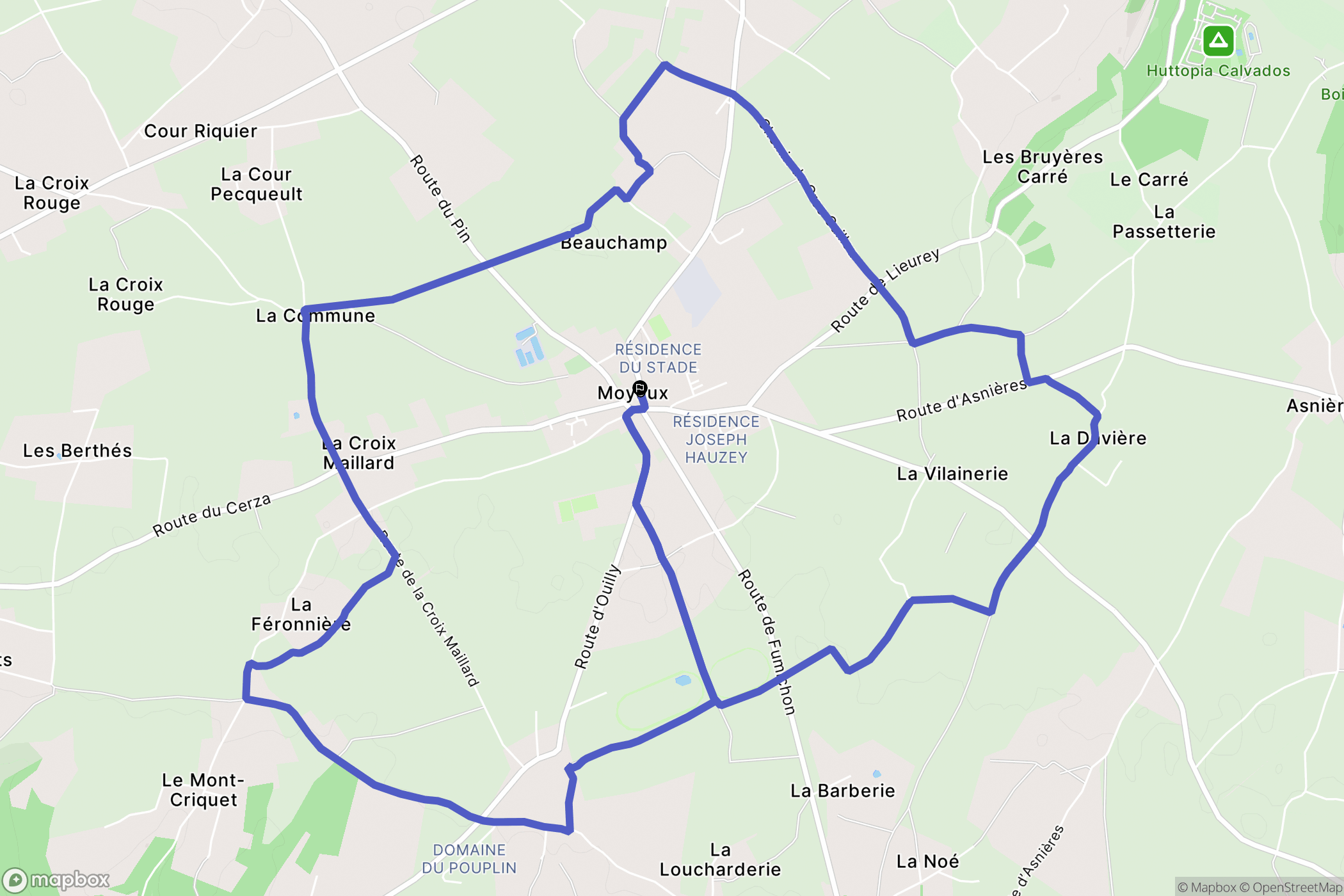 Moyaux : carte du parcours de randonnée - France