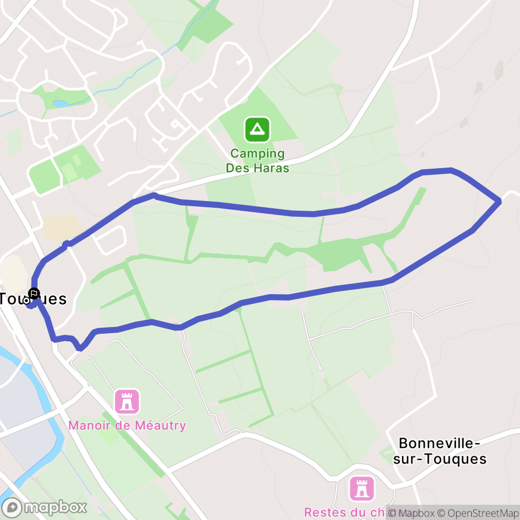 Touques : carte du parcours de randonnée - France