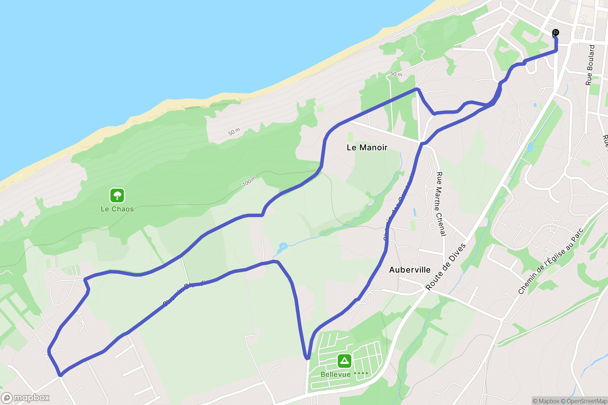 Villers-sur-Mer : carte du parcours de randonnée - France