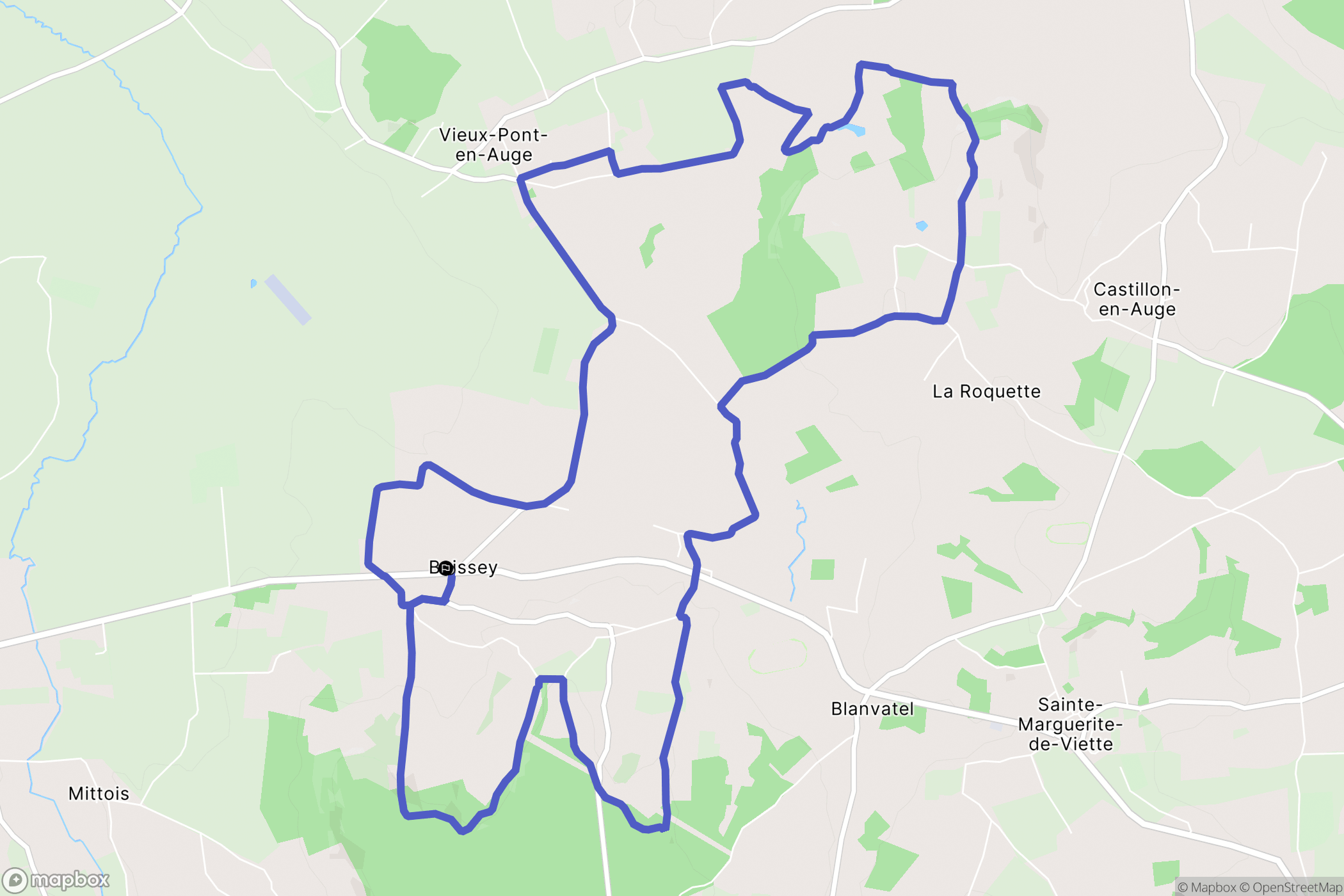 Saint-Pierre-en-Auge (Boissey) : carte du parcours de randonnée - France