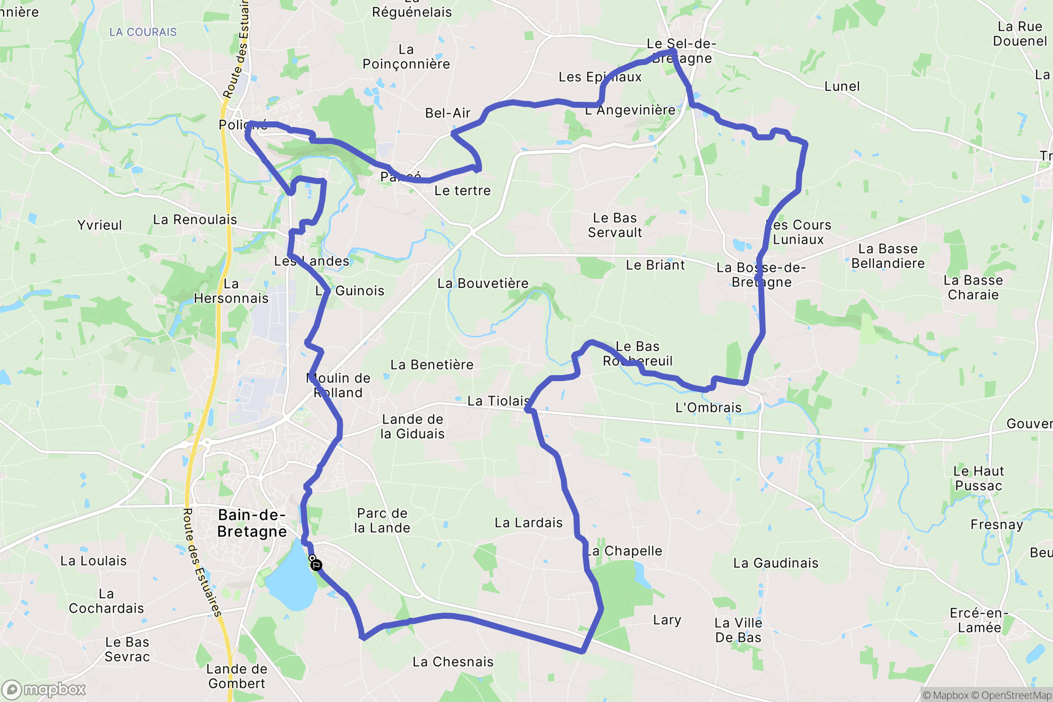Bain-de-Bretagne : carte du parcours de randonnée - France