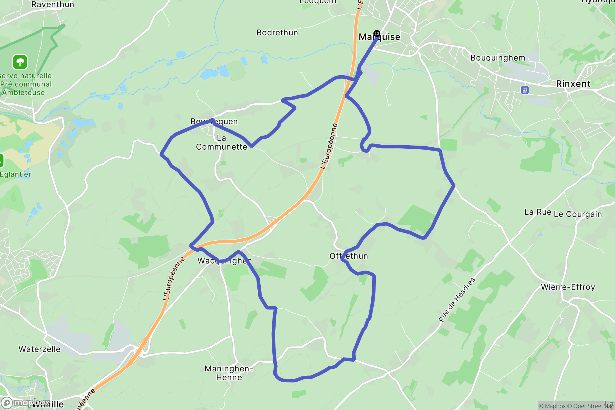 Marquise : carte du parcours de randonnée - France