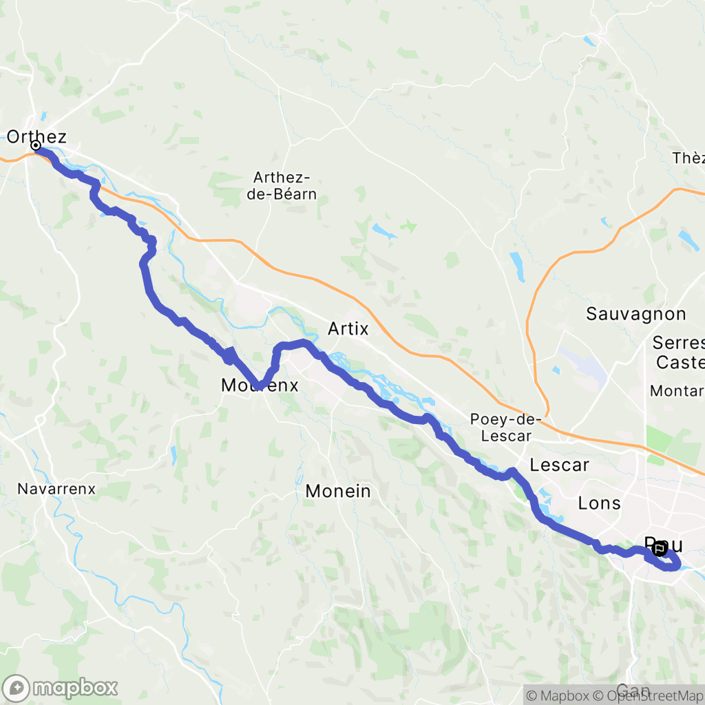 Orthez : carte du parcours de randonnée - France