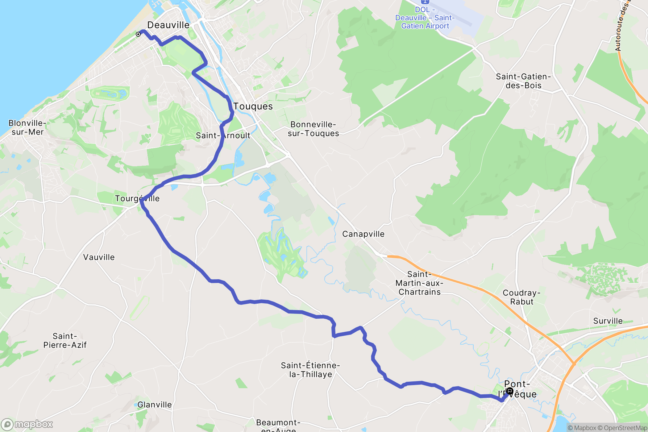 Deauville : carte du parcours de randonnée - France