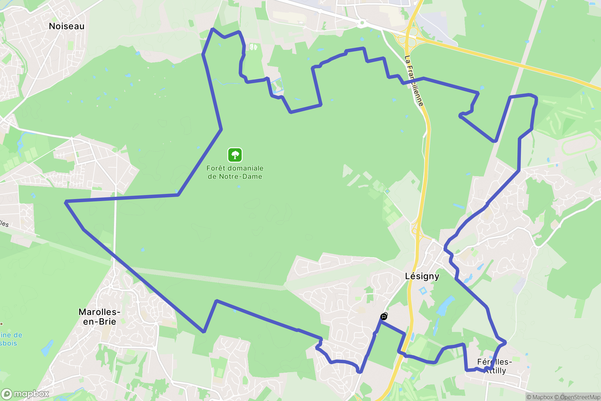 Lésigny : carte du parcours de randonnée - France