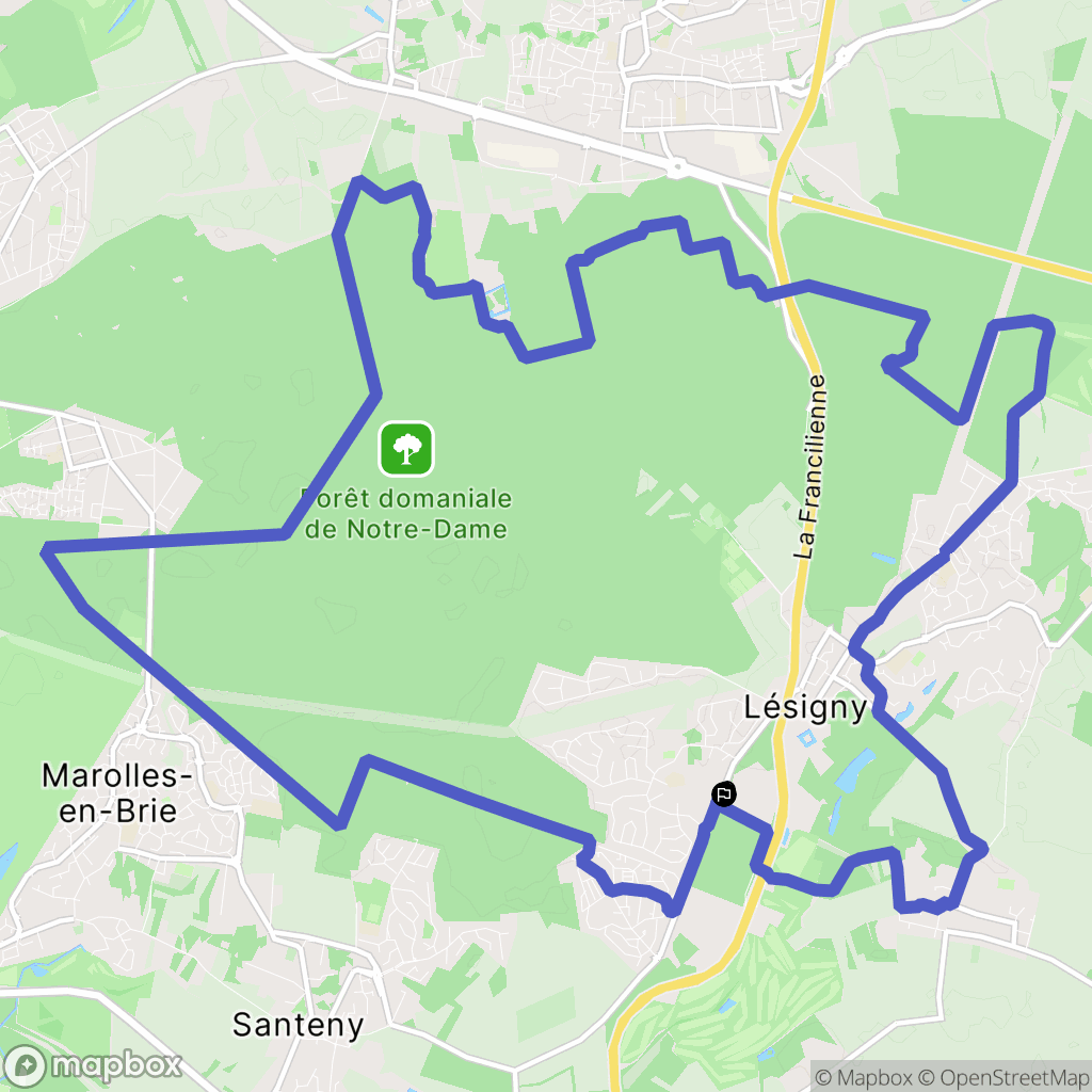 Lésigny : carte du parcours de randonnée - France