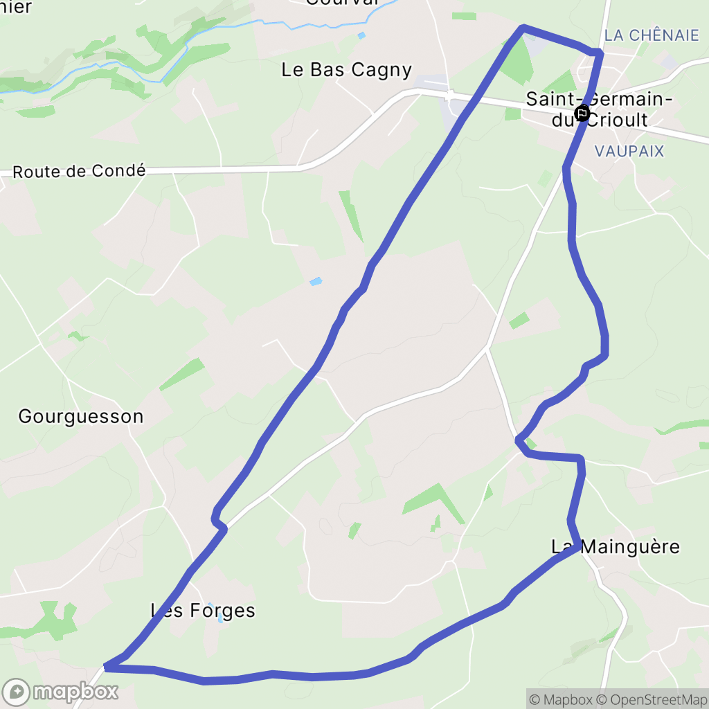 Condé-en-Normandie (Saint-Germain-du-Crioult) : carte du parcours de randonnée - France