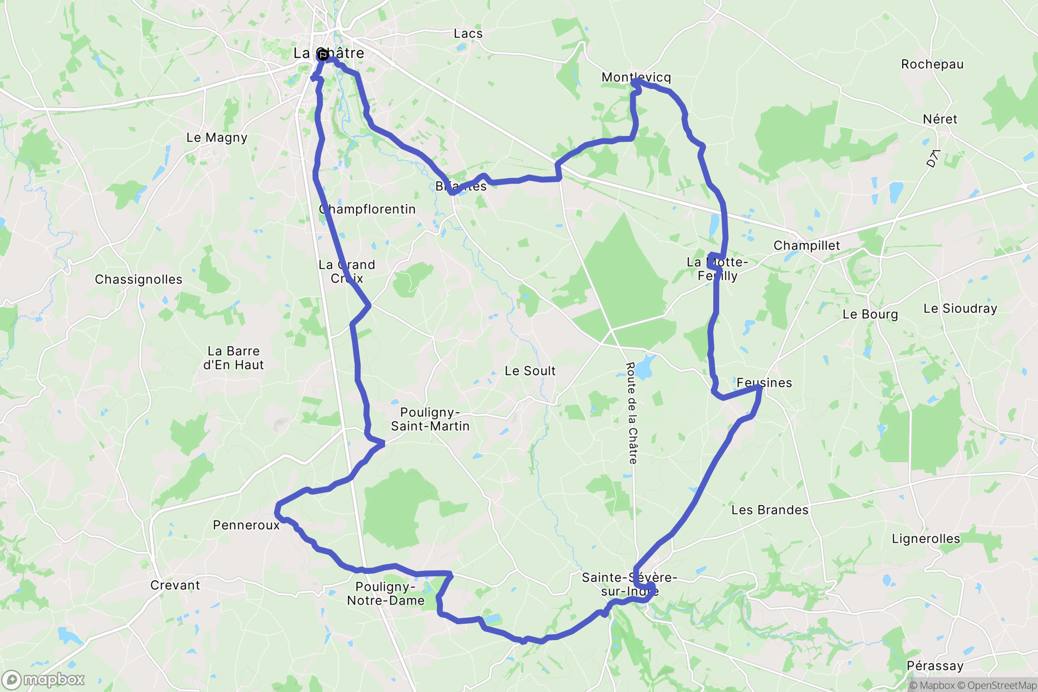 La Châtre : carte du parcours de randonnée - France