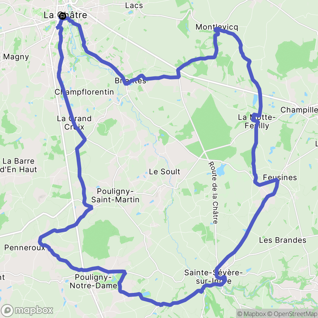 La Châtre : carte du parcours de randonnée - France