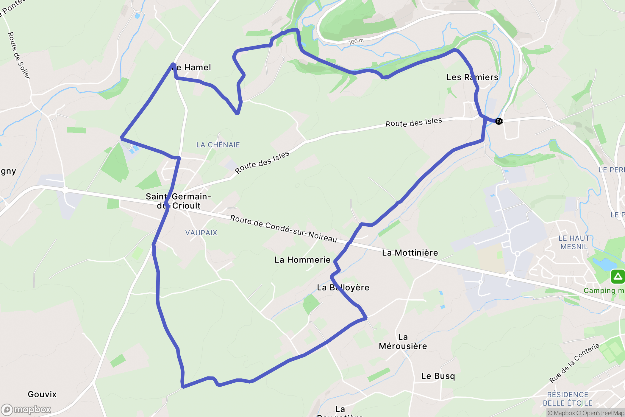 Condé-sur-Noireau : carte du parcours de randonnée - France