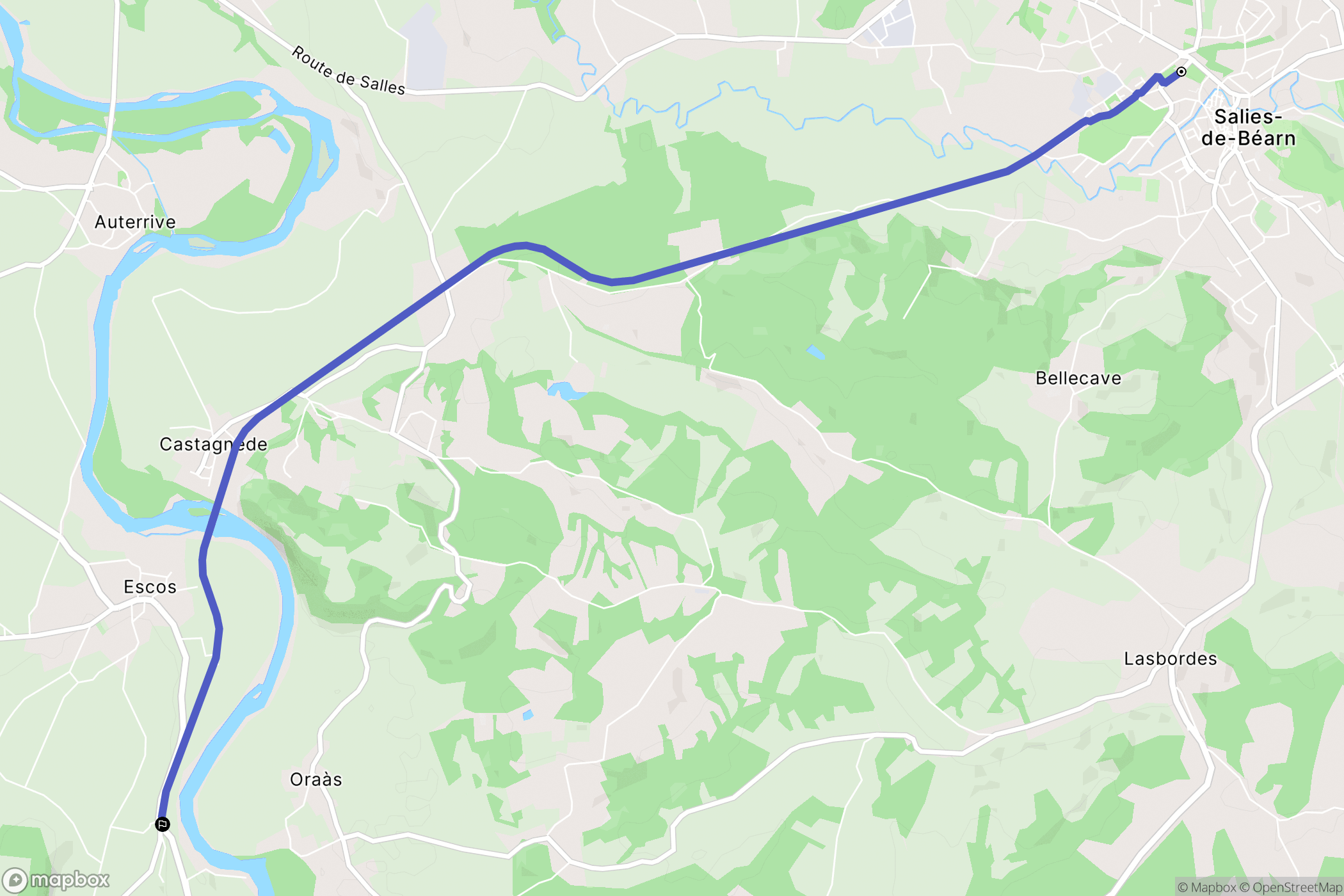 Salies-de-Béarn : carte du parcours de randonnée - France