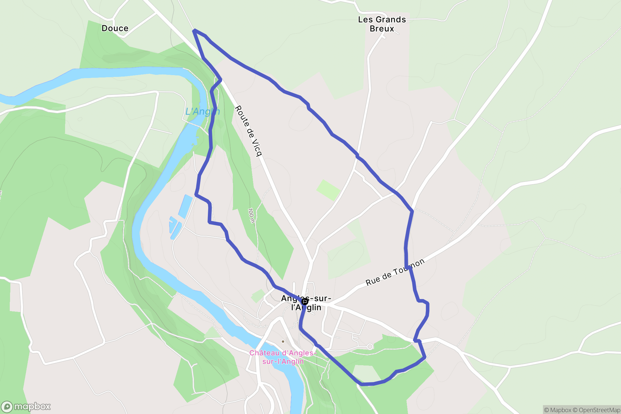 Angles-sur-l'Anglin : carte du parcours de randonnée - France
