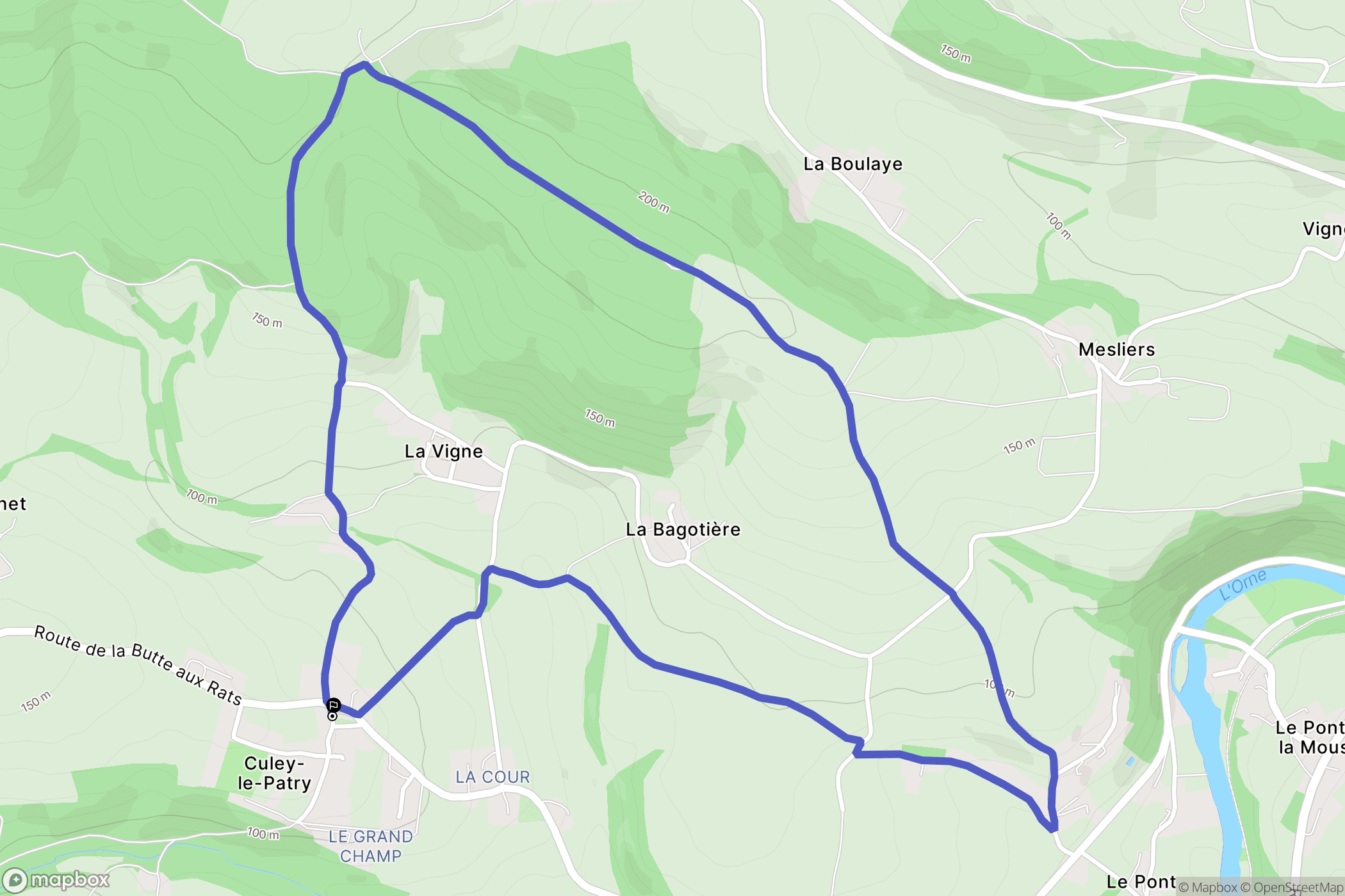 Culey-le-Patry : carte du parcours de randonnée - France