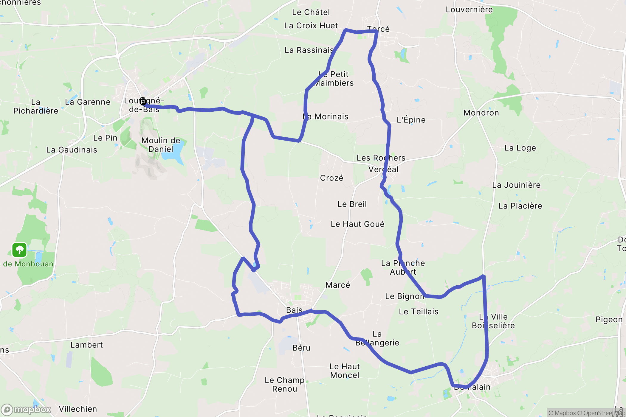 Louvigné-de-Bais : carte du parcours de randonnée - France