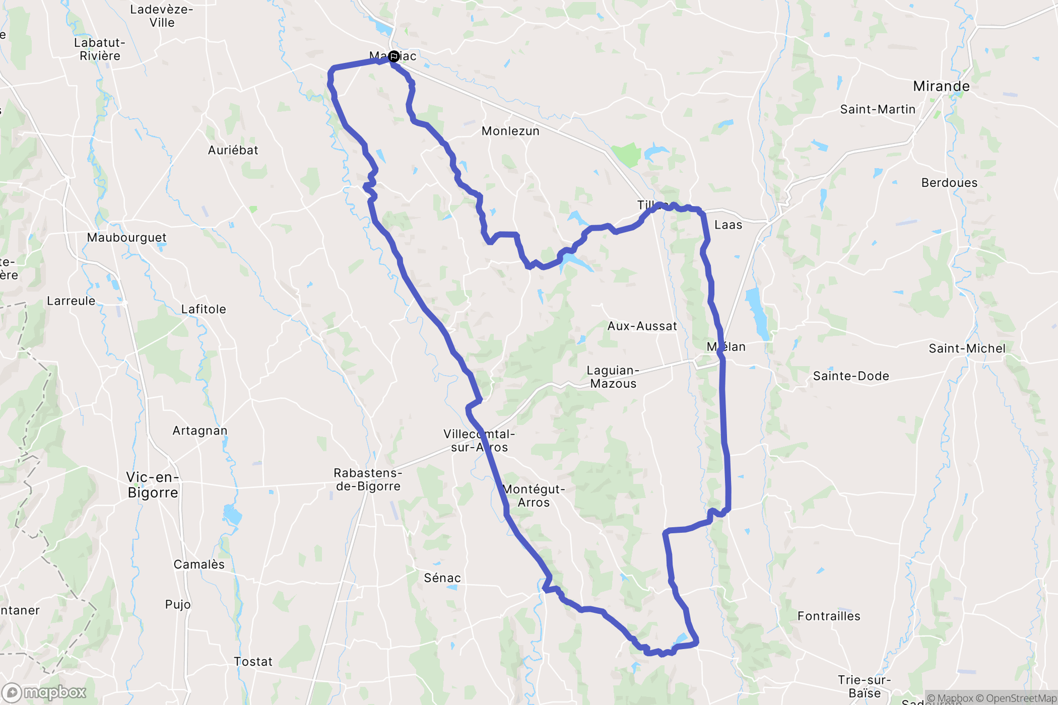 Marciac : carte du parcours de randonnée - France