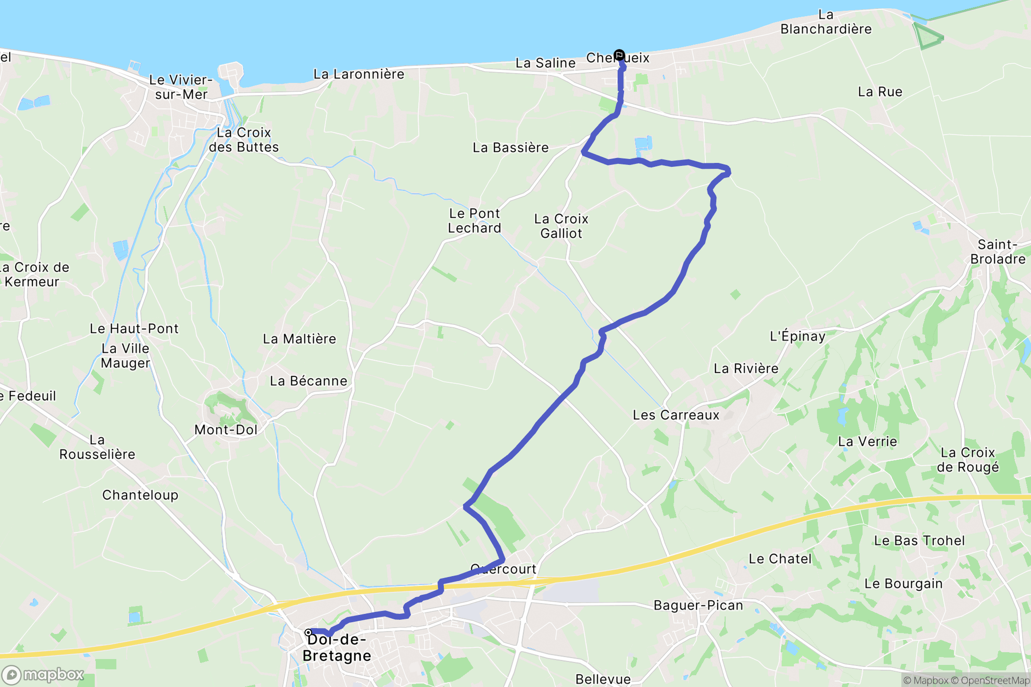 Dol-de-Bretagne : carte du parcours de randonnée - France