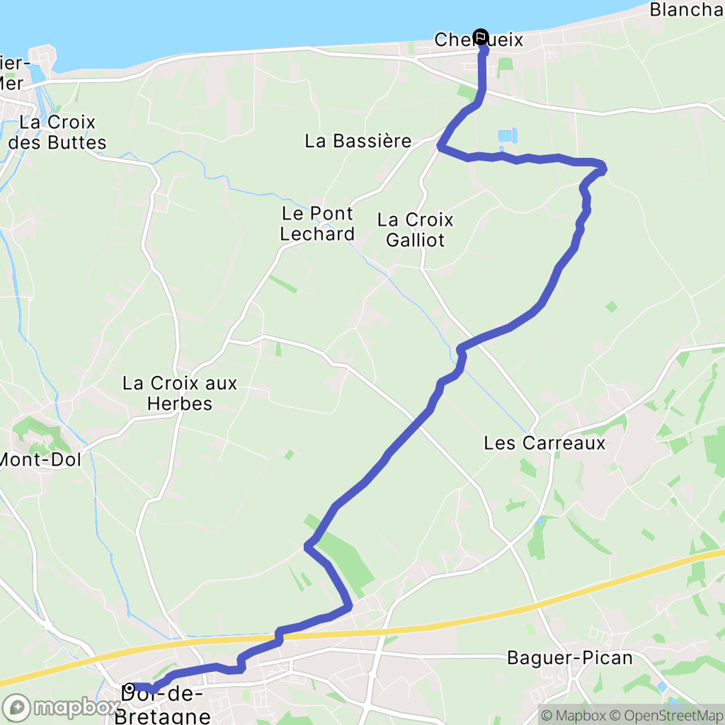Dol-de-Bretagne : carte du parcours de randonnée - France