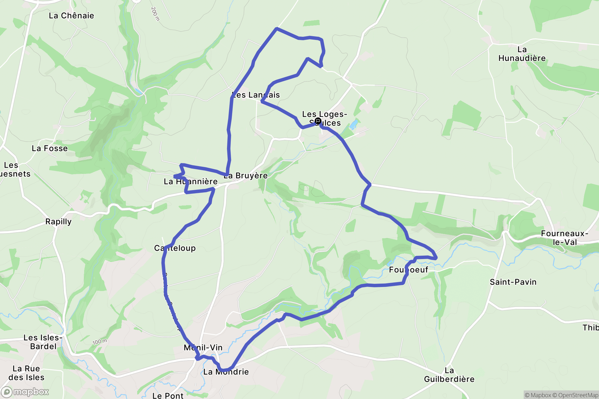 Les Loges-Saulces : carte du parcours de randonnée - France