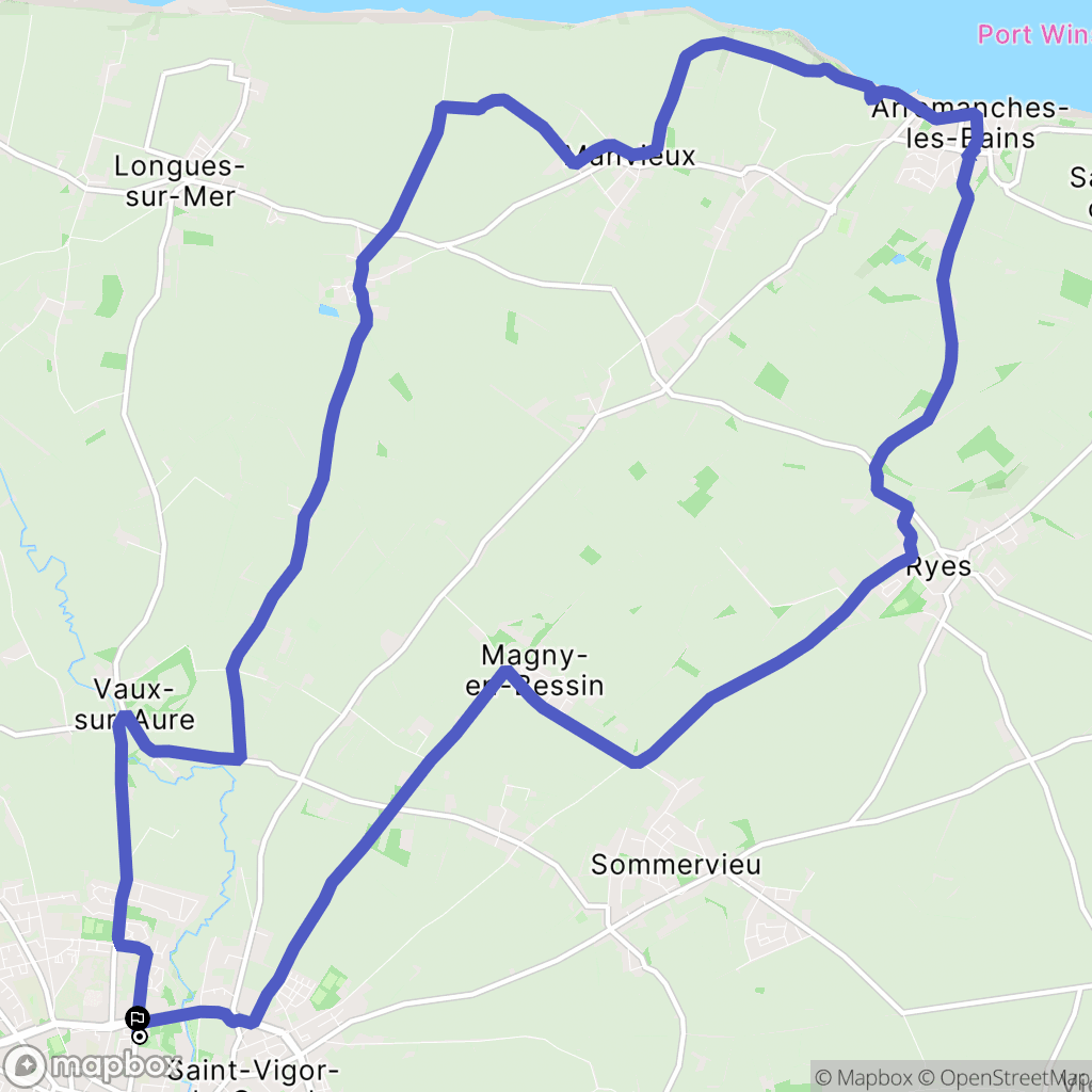 Bayeux : carte du parcours de randonnée - France