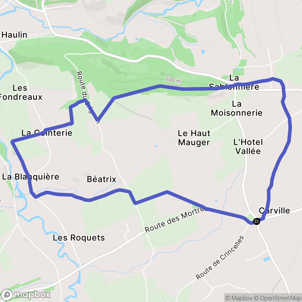 Carville : carte du parcours de randonnée - France