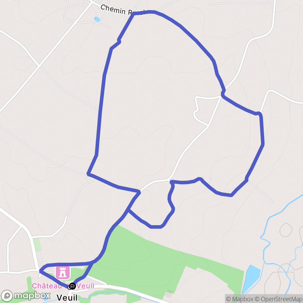 Veuil : carte du parcours de randonnée - France