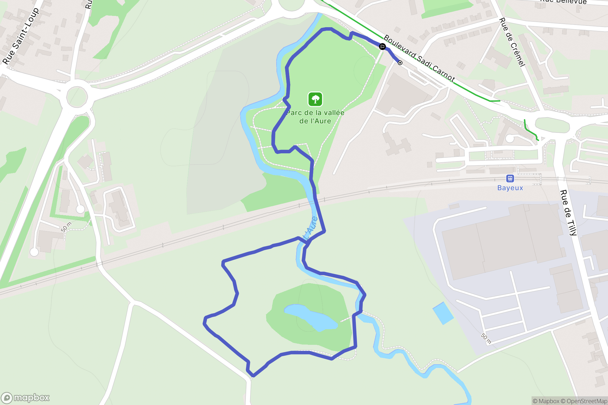 Bayeux : carte du parcours de randonnée - France