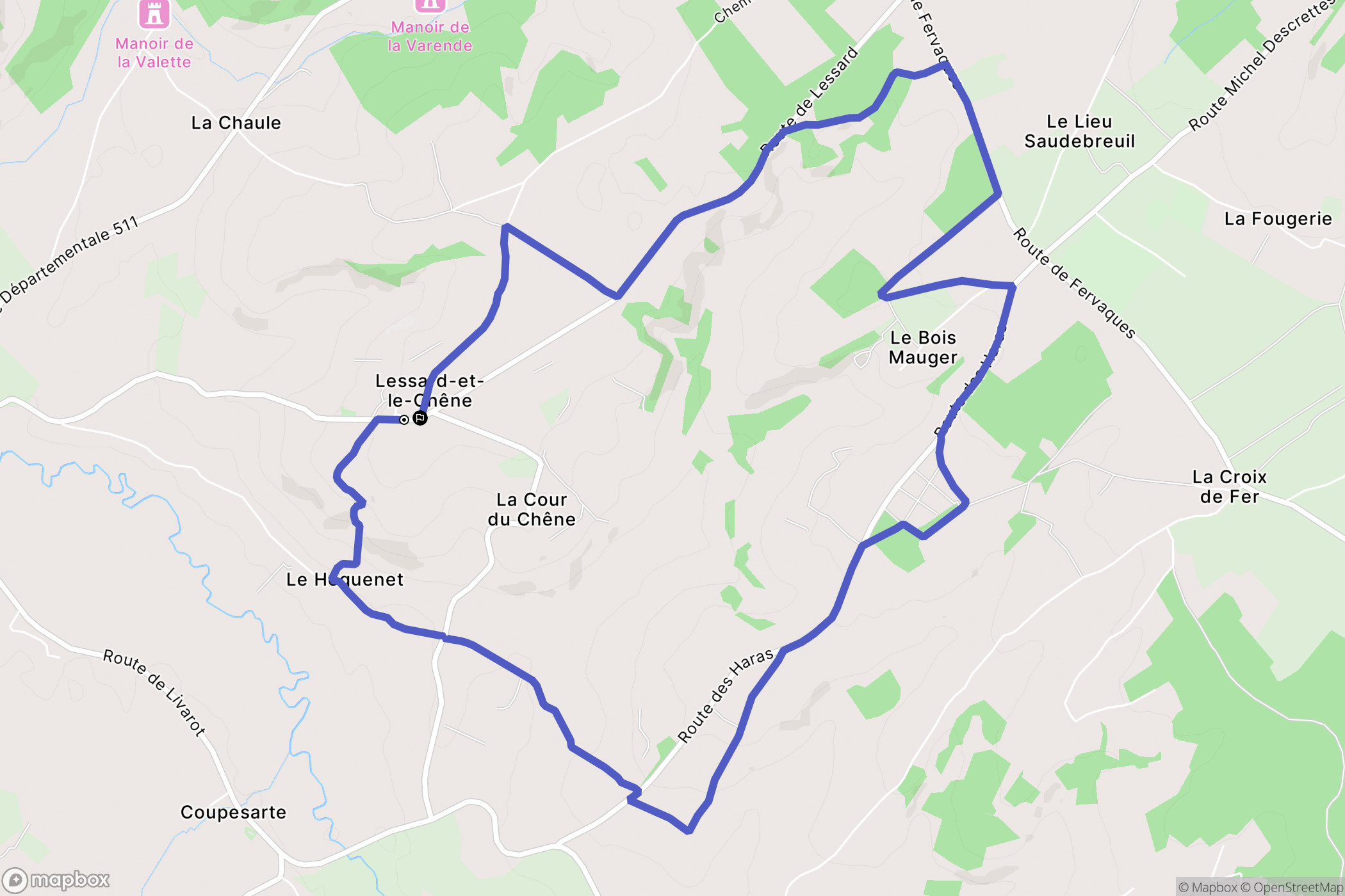 Lessard-et-le-Chêne : carte du parcours de randonnée - France
